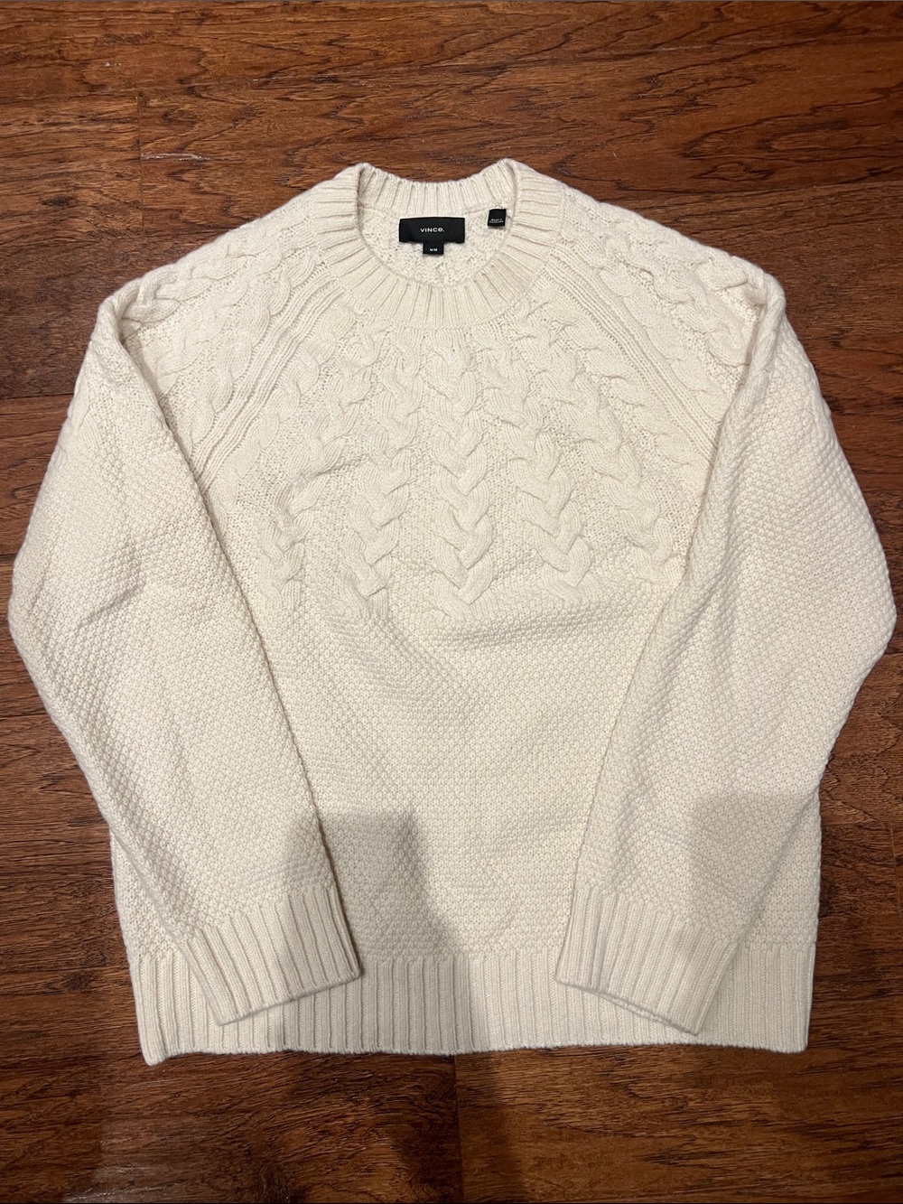 Vince Cream Cable-Knit Crewneck Sweater
